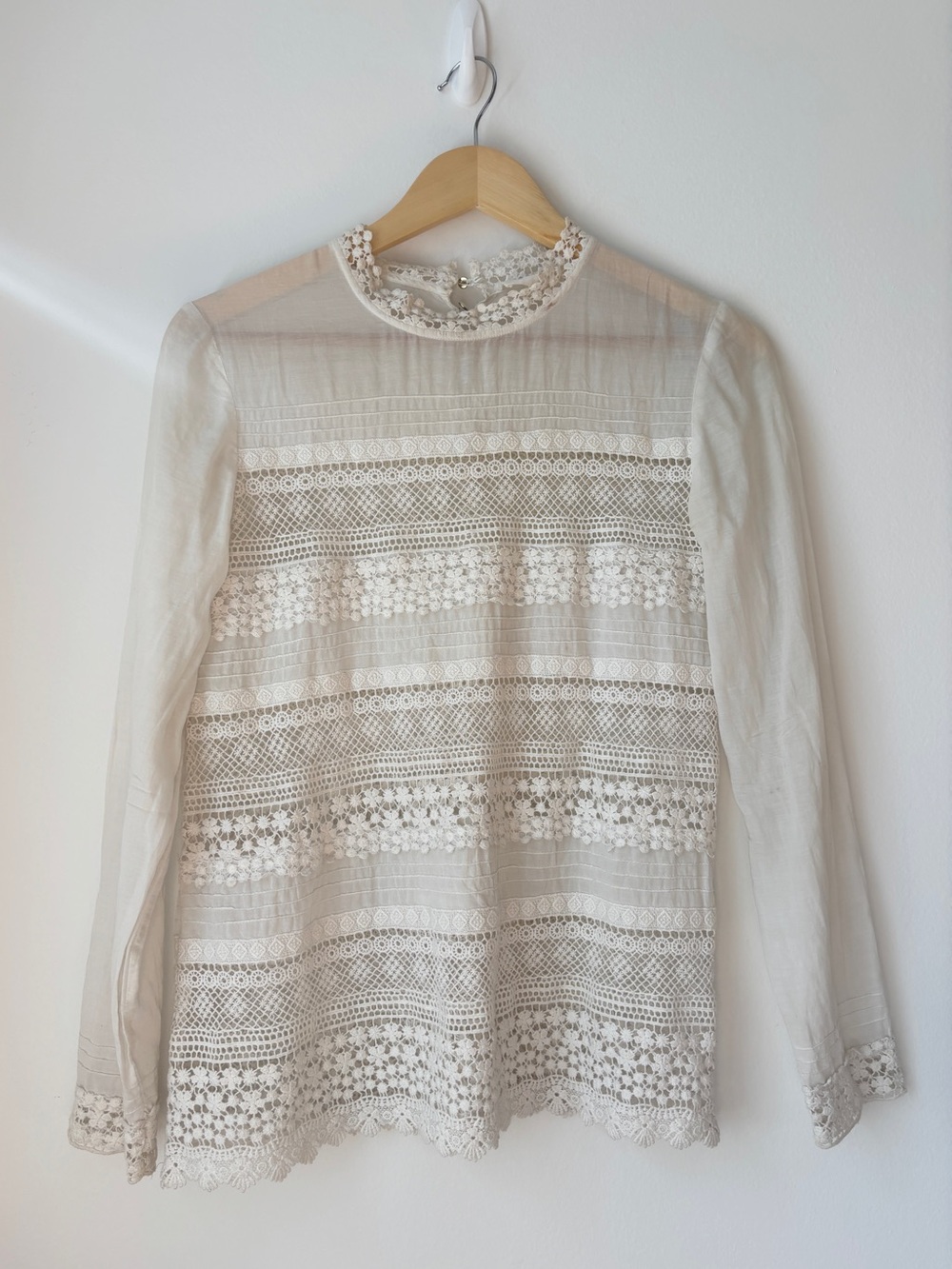 SEZANE lace white eyelet blouse
